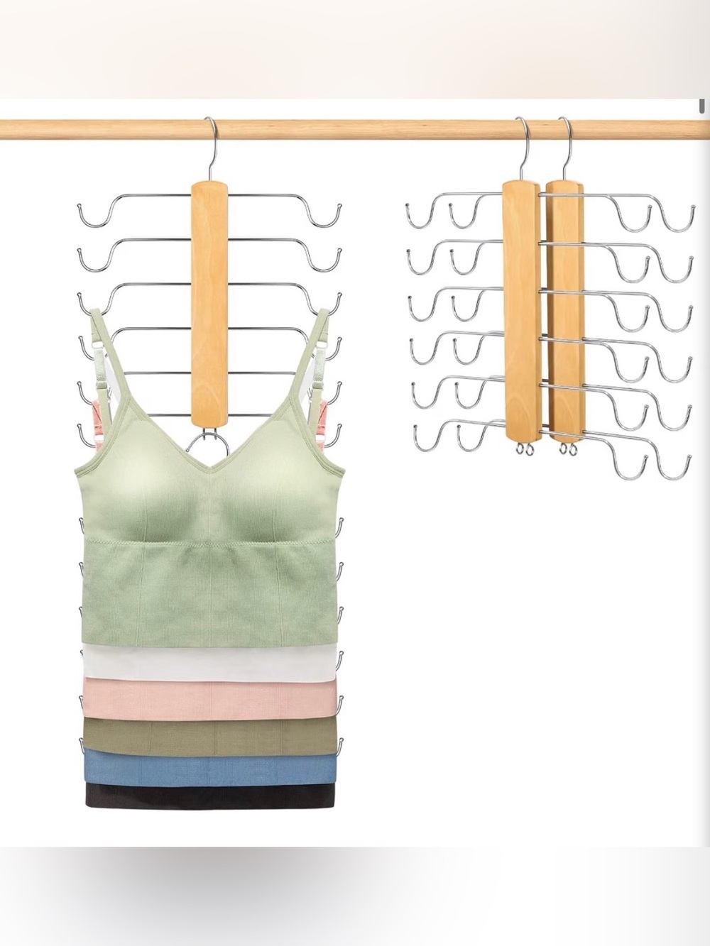 Wood & Chrome Multi-Tier Hangers - Set of 3 - Picture 6 of 12